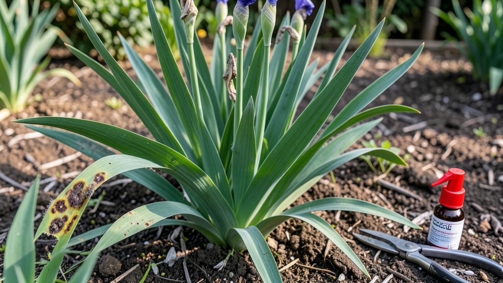 Leaf Spot on Iris: Fungal Fix With Copper Spray and Pruning