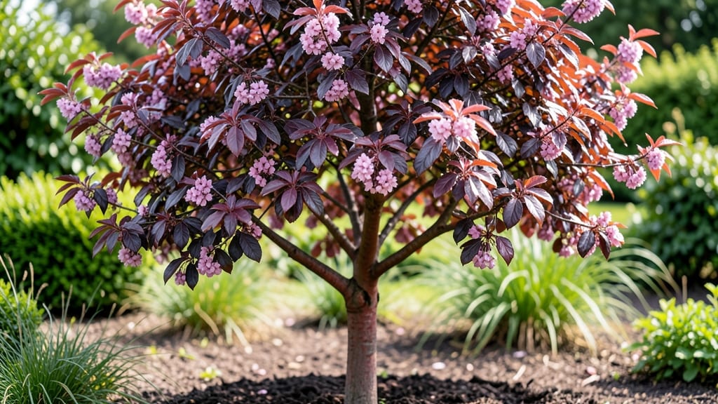 Purple Leaf Plum Tree Flowers: Springtime Spectacle With Vibrant Blush Blooms