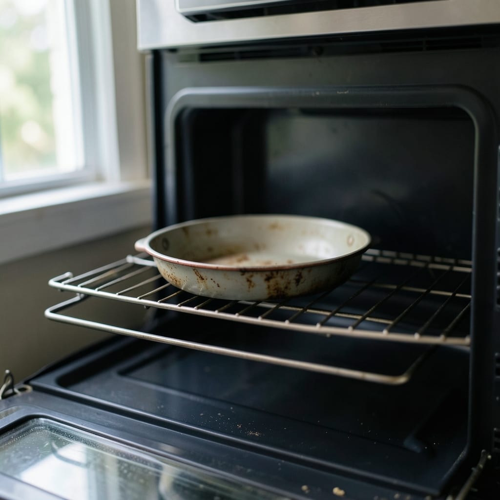 An ordinary home oven with one tin in it